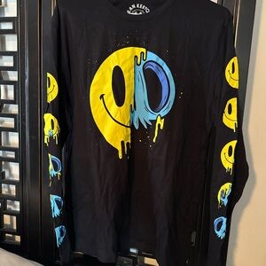 Sean Keeton Black Long Sleeve Smiley Tshirt. Mint!